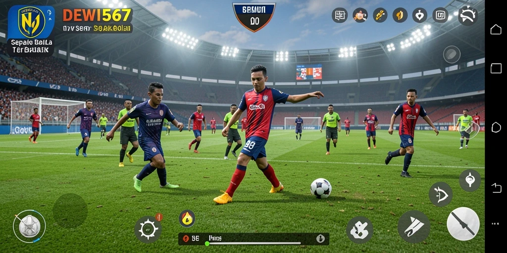 Tampilan gameplay mendebarkan dalam DEWI567, cocok untuk penggemar sepak bola.