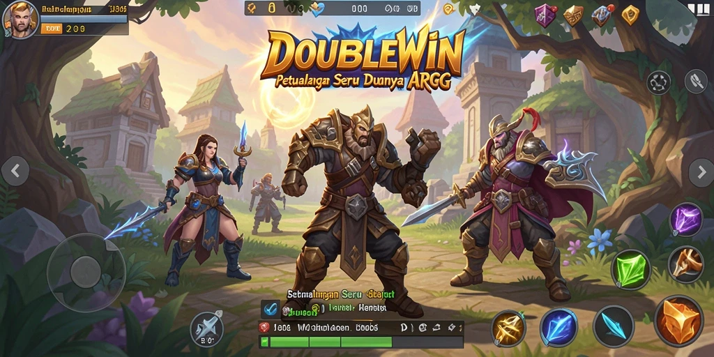 Tampilan gameplay menarik dengan pertarungan epik di DOUBLEWIN.