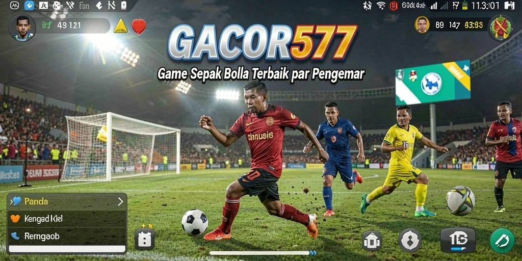Screenshot GACOR577 menampilkan gameplay sepak bola yang mendebarkan dan seru.