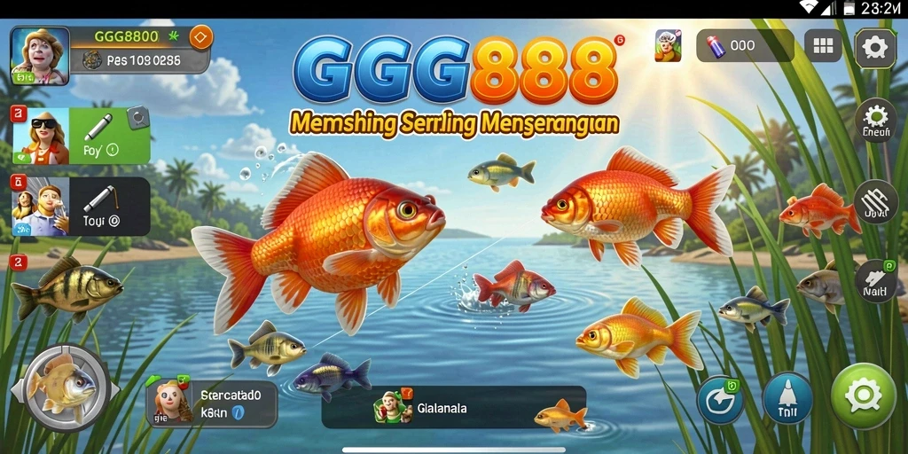 Tampilan gameplay GGG888 yang menakjubkan saat memancing.