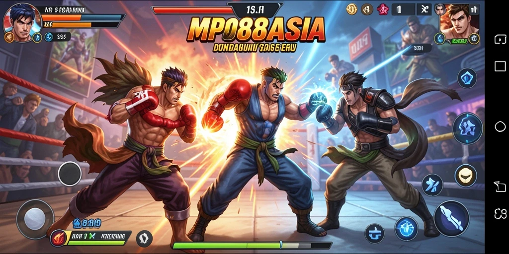 Screenshot gameplay <strong>MPO88ASIA</strong> menampilkan pertarungan epik antara karakter yang kuat.