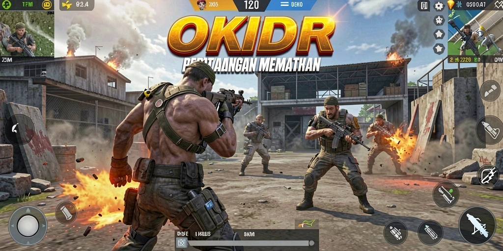 Gameplay seru di OKIDR dengan aksi Battle Royale yang mendebarkan.