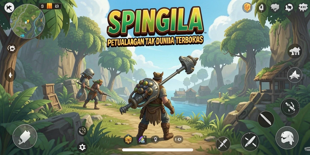Tangkapan layar gameplay SPINGILA menampilkan dunia terbuka yang menakjubkan.