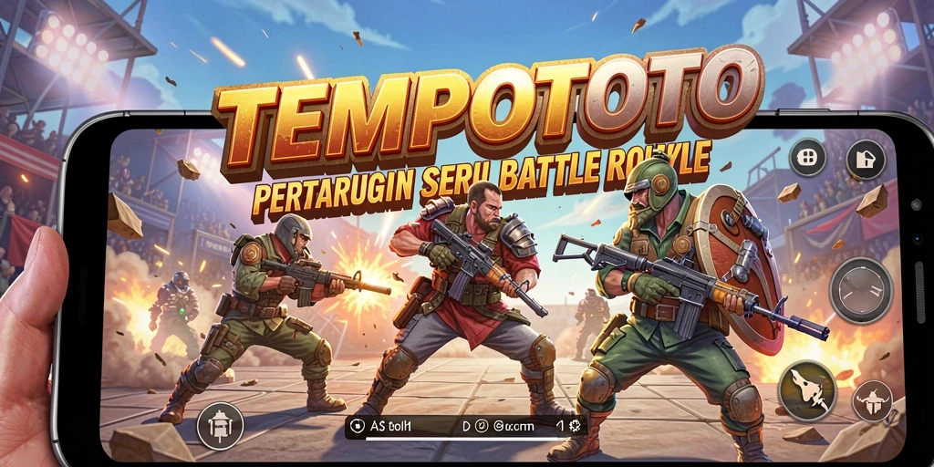 Tampilan seru gameplay TEMPOTOTO dalam pertempuran Battle Royale.